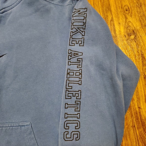 Vintage‎ Nike Hoodie Sweatshirt Boys Medium Blue Distressed Big Swoosh Y2K - Picture 3 of 12